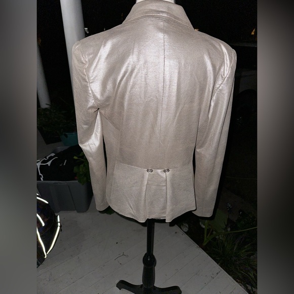 AX- Armani Exchange silver/metallic gray reptilian print faux leather blazer•Sz8 - Picture 8 of 16